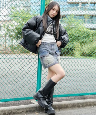 WEGO 【25秋冬新作】PUスタンドパファーブルゾン ブラック