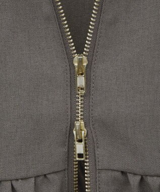 Green Parks 麻調ペプラムｚｉｐベスト Brown