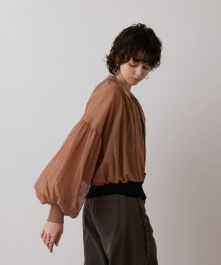 GRACE CONTINENTAL シアーニットバルーンジャケット ピンク