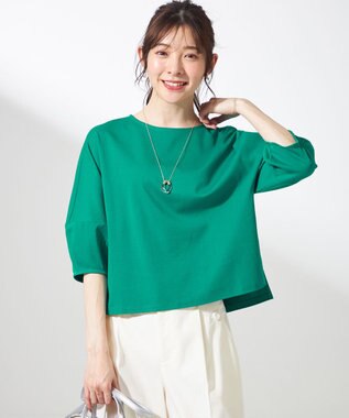 ANY SIS S 【撥水・汗ジミ防止・UVケア・洗える】スーピマスムース クロップド Tシャツ グリーン