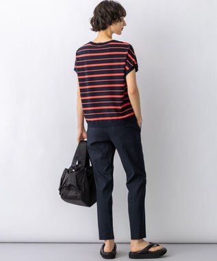 23区 【先行予約】レーヨンポリエステルストレッチ プルオーバー ニット ネイビー×キャロット系