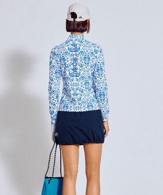 PW CIRCULUS 【吸水速乾 / UV遮蔽率99.5% UVカット / ストレッチ】【WOMEN】DELFT総柄 ロングスリーブモックT ゴルフウェア レディース スカイブルー系5