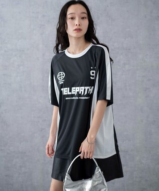 WEGO サッカーメッシュ切り替えビッグT ブラック