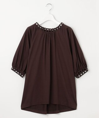 自由区 S 【洗える】コード刺繍 カットソー ブラウン