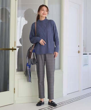 ANY 【6色展開】ソフトアクリルハイネックケーブルニット ブルー