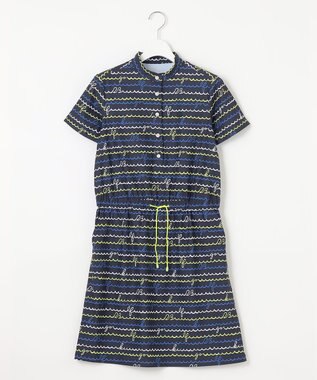 23区GOLF 機能素材で快適なラウンドを【WOMEN】ウェーブロゴ柄 ワンピース ネイビー系5