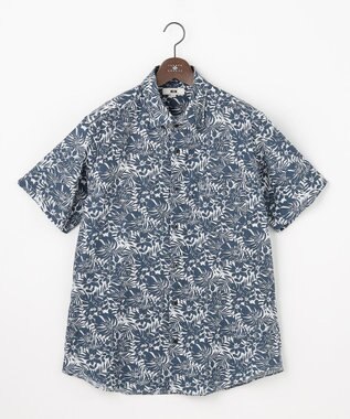 JOSEPH ABBOUD 【キングサイズ・清涼・JAPANファブリック】ビッグリーフサッカープリント 半袖シャツ