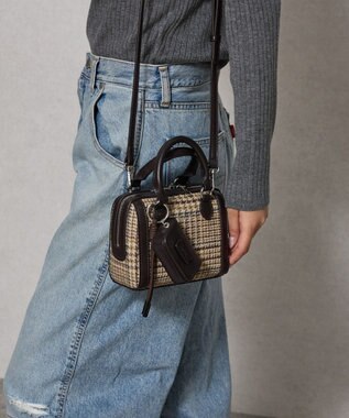 style code 【Ungrid/アングリッド】ケースチャーム付　チェックコンビ ミニボストンバッグ BRN/CHC98
