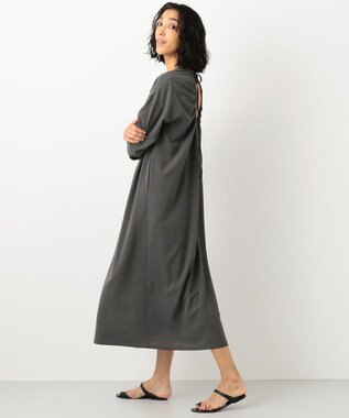 #Newans 【洗える】プルンプクロスバックオープンワンピース グレー系