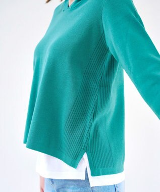 Tiaclasse 【洗える】サマーニットフードパーカートップス グリーン