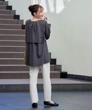 Tiaclasse L 【洗える】バックフレア裏毛チュニック チャコールグレー