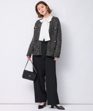 23区 L ファンシーツイード ニットジャケット ブラック系5