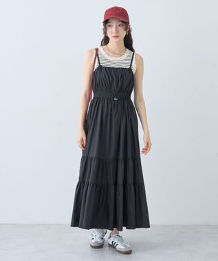 earth music&ecology ドロストシャーリングキャミワンピース Black