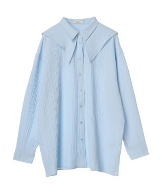 earth music&ecology ダブルカラーシャツ Light Blue