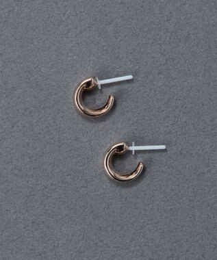 Phoebe 〈金属アレルギー対応〉ストレートラインセラミックポストピアス 定番/シンプル/フープピアス シャンパンゴールド