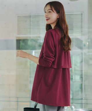 Tiaclasse L 【洗える】バックフレア裏毛チュニック ボルドー