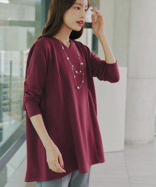 Tiaclasse L 【洗える】バックフレア裏毛チュニック ボルドー