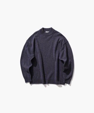 ATON WOOL MOULINE | モックネックセーター - UNISEX NAVY