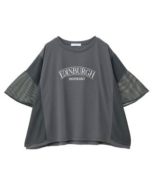 Green Parks 袖メッシュドッキングロゴプルオーバー Charcoal Gray