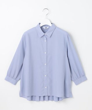 J.PRESS LADIES 【洗える】スパンローン バックプリーツ ブラウス ブルー系