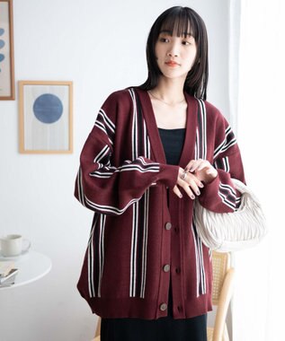 WEGO ルーズフィット総柄カーディガン