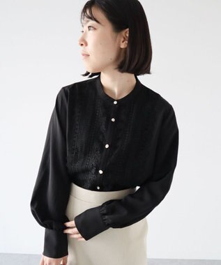Green Parks ・ＥＬＥＮＣＡＲＥ　ＤＵＥ　フロントレースブラウス Black