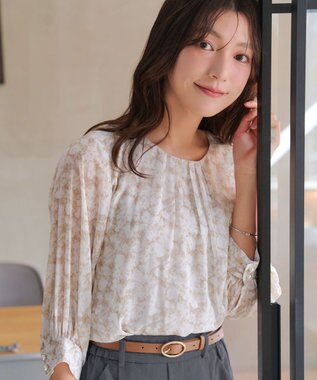 Tiaclasse 水彩花柄シフォンブラウス