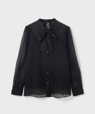 GRACE CONTINENTAL ドットオパールタイ付ブラウス ブラック