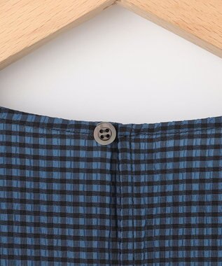 組曲 【先行予約】サッカーギンガムチェック ペプラムブラウス ブルー系3