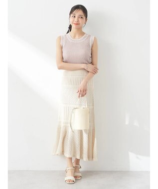 earth music&ecology ノースリーブラインニットプルオーバー Mocha