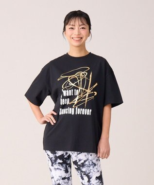 Chacott ダンスプリントオーバーＴシャツ ブラック