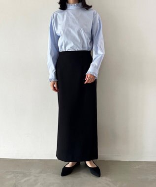 UNFILO 【選べる着丈】ダブルクロスＩラインスカート ブラック系