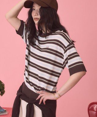 AMERICAN HOLIC 【PENNEY'S】レトロボーダー半袖ニット Ivory