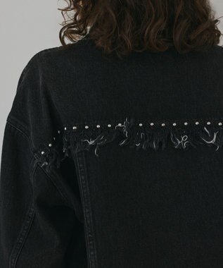 GRACE CONTINENTAL フリンジスタッズデニムジャケット ブラック