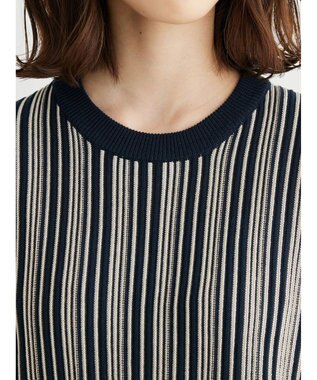 Green Parks ストライプ柄ニットドッキングワンピース Navy