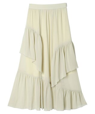 earth music&ecology シアー楊柳アシメティアードスカート Green