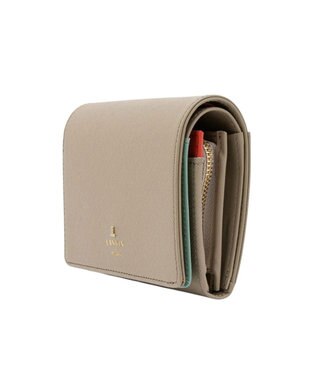 LANVIN en Bleu リュクサンブールカラー 二つ折り被せ財布 グレージュ