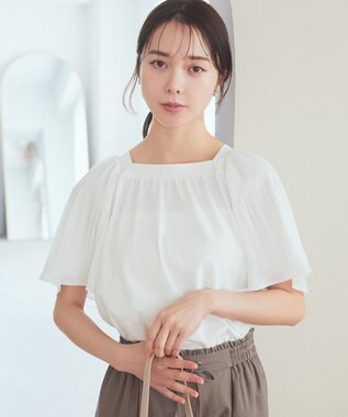 earth music&ecology マジョリカフレアスリーブスクエアプルオーバー Ivory