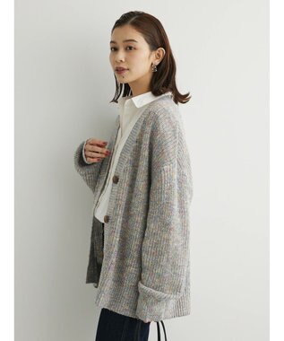 Green Parks Ｍｉｘカラーニットゆるカーディガン White