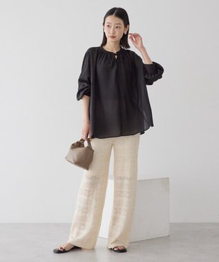 AMERICAN HOLIC スキッパーギャザーブラウス Black