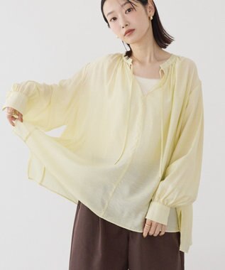 AMERICAN HOLIC スキッパーギャザーブラウス Yellow