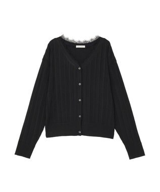Green Parks レースドッキングニットカーディガン Black