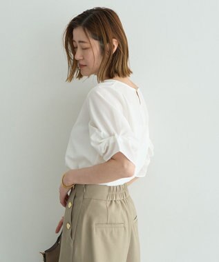 YECCA VECCA パールタックスリーブブラウス Off White