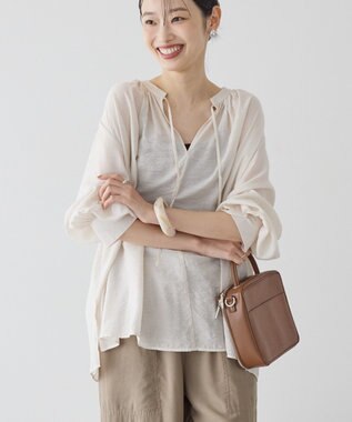 AMERICAN HOLIC スキッパーギャザーブラウス Ivory