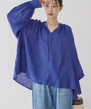 AMERICAN HOLIC スキッパーギャザーブラウス Blue