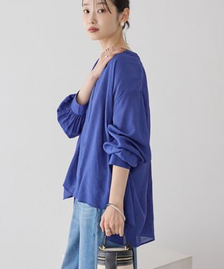 AMERICAN HOLIC スキッパーギャザーブラウス Blue