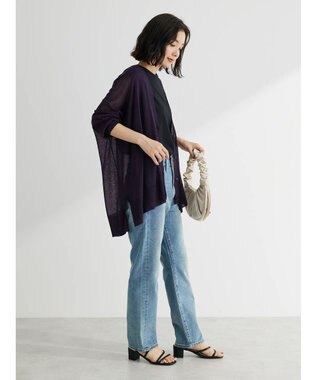 Green Parks 接触冷感シアーニットカーディガン Deep Purple