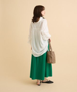 Green Parks 綿混やわらかタッチタックスカート Green