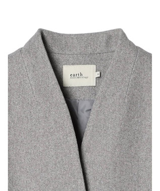 earth music&ecology Ｖネックノーカラーコート Gray Mixture