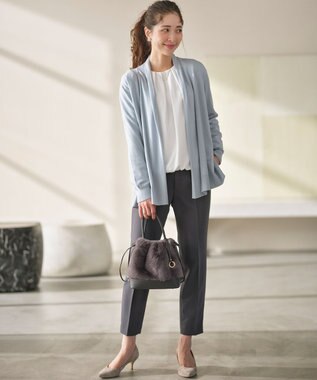 組曲 L 【WEB限定】セミウーステッド ニットカーディガン サックスブルー系